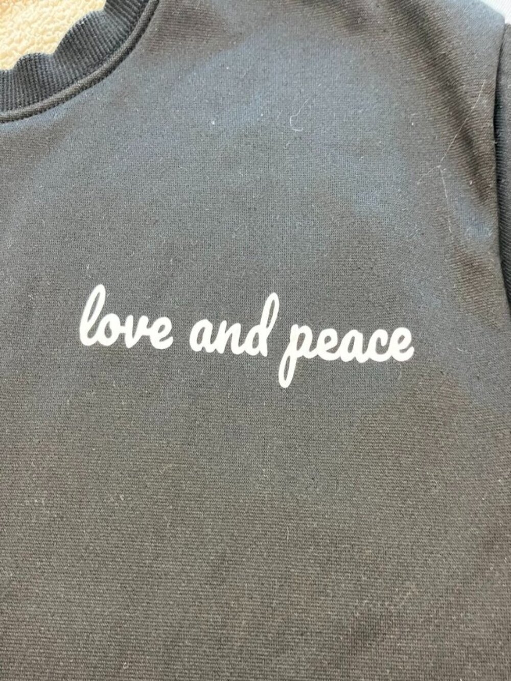 Black Love and Peace Sweatshirt Fleece Lined Crewneck Pullover - Picture 11 of 12
